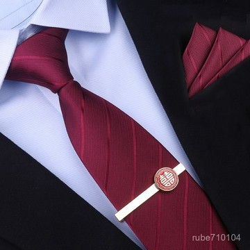 紅色結婚領帶男拉鏈式新郎婚禮高端手打正裝西裝商務男士免打懶人領帶 拉鍊領帶 自動領帶 懶人領帶 上班 婚禮 伴郎 招待
