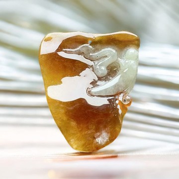 冰種紅翡白肉巧雕悟道 | 天然緬甸玉翡翠A貨 | 送禮