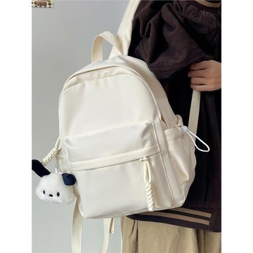 花曦家 純色簡約書包時尚學院雙肩包女2025新款高顏值大容量背包