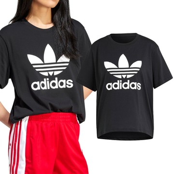 Adidas TRFL Tee Boxy 女款 黑色 上衣 T恤 經典 三葉草 休閒 寬鬆 棉質 短袖 IU2422