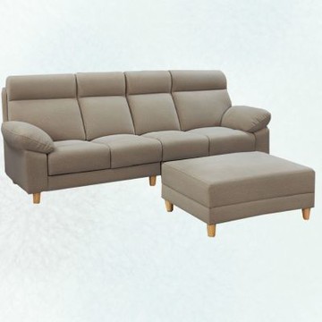 文創集 班達亞透氣皮革L型沙發組合(四人座＋椅凳組合)-267x160x100cm免組