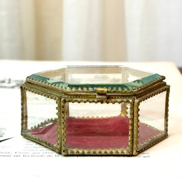 50691-絕美法國古董六角形珠寶盒