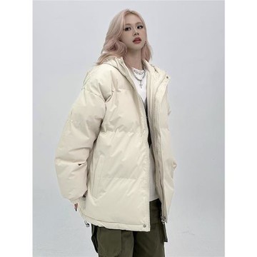 秋冬季純色棉襖外套男女新款2024情侶裝夾棉連帽立領棉衣加厚棉服