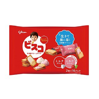Glico Glico奶油夾心餅-牛奶風味&草莓風味