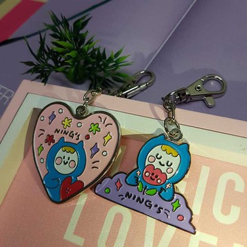 Ning's-銅壓烤漆鑰匙圈 希望花花款 & 夢幻愛心款
