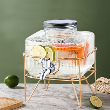 (買一送一) FOREVER 時尚方形果汁玻璃飲料桶(含桶架)3.5L