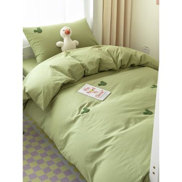 簡約全棉水洗棉大學生宿舍床上用品三件套純棉單人被套被褥六件套