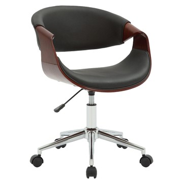 E-home Jessie傑西PU面流線曲木可調式電腦椅 SKC105A-blk  黑色  55 x 56 x 73~83 cm