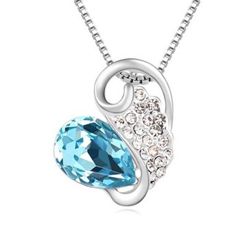 925純銀項鍊 水晶吊墜-璀璨閃亮鑲鑽愛心生日情人節禮物女飾品5色73ju367【獨家進口】【米蘭精品】