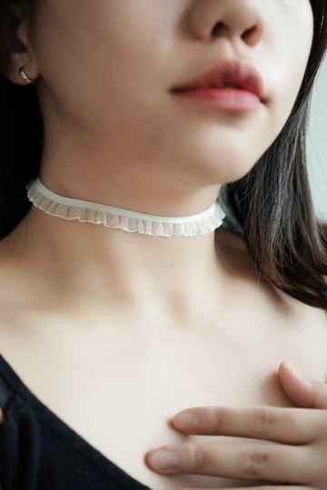 彈力半波浪白色蕾絲 CHOKER 純銀/合金