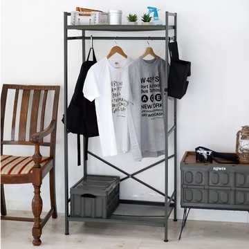 SLOWER 工業風組立式衣架 鋼/ABS材質 總負載能力約30KG  橄欖綠  主體 68 x 45 x 151.5cm 收納袋 14 x 10 x 13cm