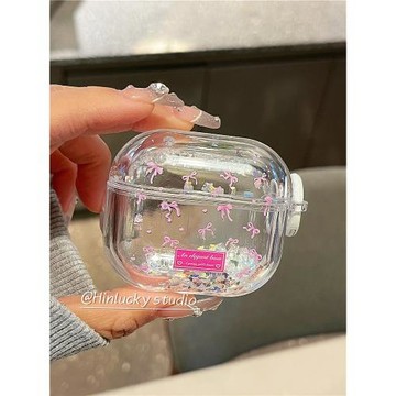 甜美ins愛心蝴蝶結流沙鉆適用AirPods保護套AirPodsPro蘋果耳機套2無線藍牙3代airpods1全包軟硅膠新三代女款