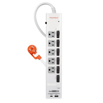 PowerSync 包爾星克 6開5插GaN快充防雷擊延長線 3孔  1.8m  白色  1個
