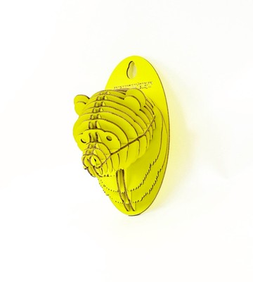 熊 頭 DIY手作 3D居家擺飾 掛飾  黃色 小型