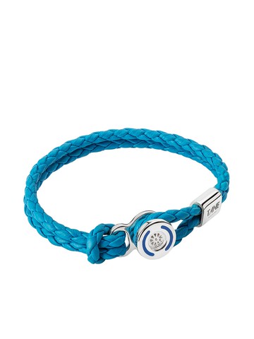 TANE México 1942 - braided leather bracelet - men - Calf Leather/Sterling Silver - 20 - Blue