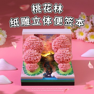 【現貨秒發】2026年桃花林紙雕日曆 創意文創禮物 桃花林擺件 桃花林3d立體便簽本 新年禮物 日曆 檯曆 3d日曆