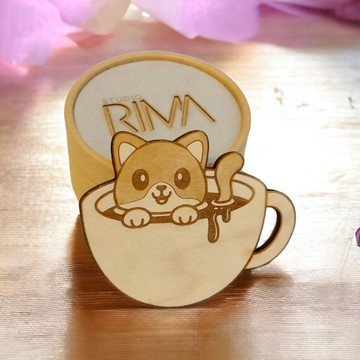 貓咪木製杯墊組 – 送給寵物愛好者的禮物 – 貓咪生日禮物