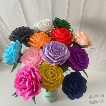 優物百貨💯仿真玫瑰花手工皺紋紙幼兒園學生作業藝術禮品成品高級創意婚禮x81q