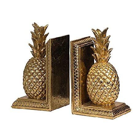 A＆B Home Decorative Bookends Resin Pineapple Bookends for Heavy Book Gold Home Decor Accent Library Office Home Shelf Decoration 10 inch