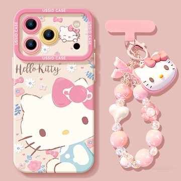 可愛貓咪KT新款蘋果17promax手機殼卡通iPhone16硅膠15掛鏈14女13
