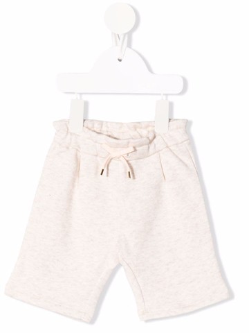 Chloé Kids - drawstring straight leg shorts - kids - Cotton - 36 - Neutrals