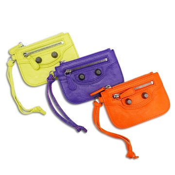 Balenciaga Le Cagole 小羊皮鉚釘拉鍊零錢包(多色)