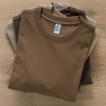 復古低飽和奶茶色系厚實短袖T恤