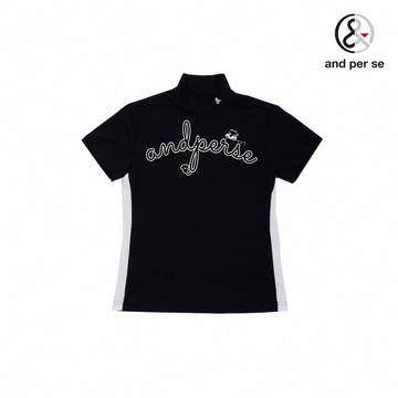 【and per se】女款深藍色彈性吸汗UV防護設計舒適靈活立領長棉 DLV20365