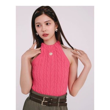 (免運)星野家日單 torowee 25新款 lb*mq 聯名合作款 絞花掛脖背心上衣