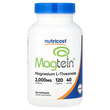 Nutricost, Magtein®，L-蘇糖酸鎂，2000 毫克，120 粒膠囊（每份含 666 毫克）