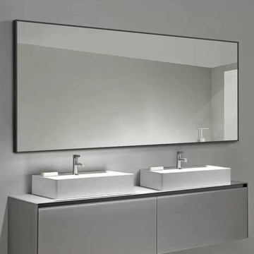 免運/公司貨 浴室鏡 鏡子 网红简约卫生间镜子酒店黑色铝合金壁挂墙式厕所浴室镜定制镜子 可開發票 全館五折 工廠現貨直銷 新品特價 z11121