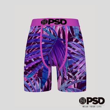 【PSD Underwear 官方旗艦店】FLORAL- 平口四角褲-螺旋棕櫚樹-紫色
