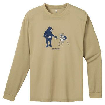 ├登山樂┤日本 mont-bell Wic.Ls T Child And Bear長排T 黃褐 ＃ 1114769TN