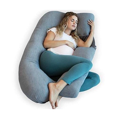 PharMeDoc Pregnancy Pillow, U-Shape Cooling Cover - Dark Grey with Detachab