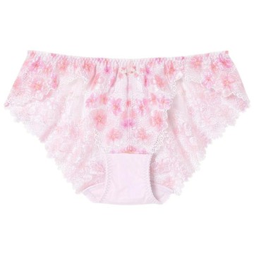 une nana cool-無鋼圈364系列-櫻花蕾絲 M-L中低腰三角褲(粉) 搭配內褲-US3521PI