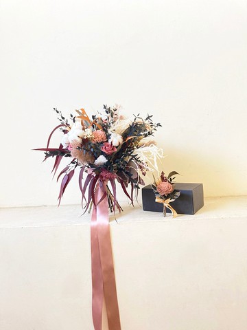 永生不凋捧花 | 復古色-婚禮、婚紗照新娘捧花