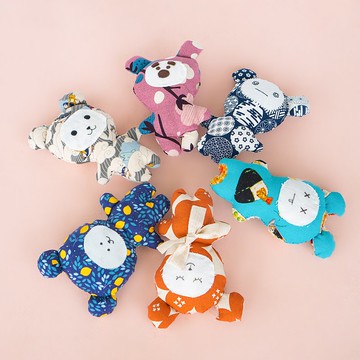 diy手作小熊材料包 動手縫製布娃娃疫情療癒小物 可挑選花布