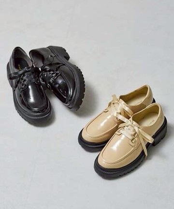 漆皮緞帶厚底綁帶鞋 (31116)