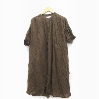 中古 セポ Cepo ワンピース シャツワンピース マキシ丈 ロング 半袖 無地 綿 ゆったり M ブラウン 茶 Ft23 通販 Lineポイント最大1 0 Get Lineショッピング