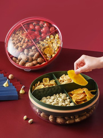 密封防潮干果盒現代分格瓜子盒家用創意客廳零食堅果盒水果盤