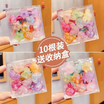 飾品類-台灣現貨  兒童髮圈（1盒10條） 高彈力髮繩 特價:　89/一盒 兒童髮繩 韓國髮繩 髮束 髮帶s01