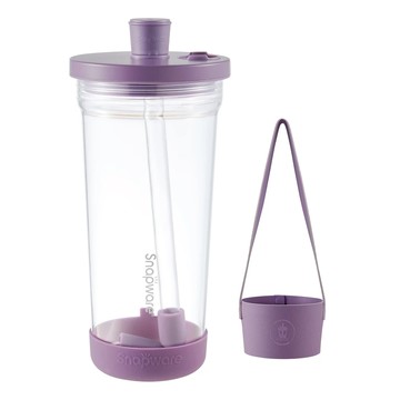 Corelle Brands 康寧餐具 Snapware Tritan 跳跳吸管杯 含杯套  貝殼紫  840ml  1個