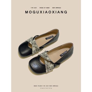 【MOGU小象】平底單鞋女2024新款秋季時尚軟底圓頭淺口懶人瑪麗珍
