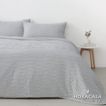 HOYACASA 艾爾空氣層緹花蓋毯枕套三件組｜HYGGE STYLE