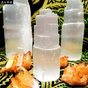 透石膏塔10/15/20/25公分高 Selenite 透石膏教堂 移除負面能量與電磁波、設立水晶陣、替水晶充能的好物