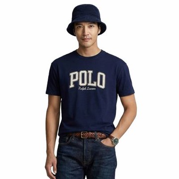 Polo Ralph Lauren RL 熱銷印刷文字圖案短袖T恤-深藍色