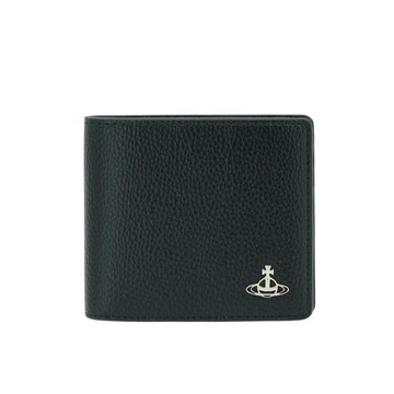 Vivienne Westwood 星球銀logo八卡對開短夾(黑)