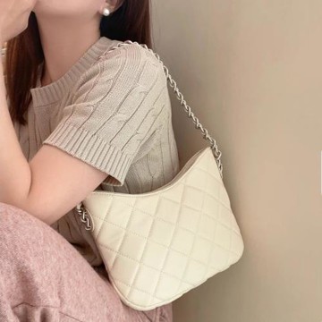 法國MKDA腋下包包女2025新款高級感真皮菱格鏈條包百搭手提單肩包