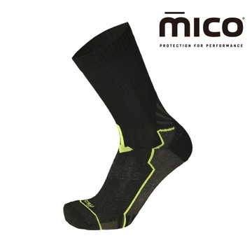 MICO Coolmax 銀纖維中筒健行襪 CA1510 / 300深灰-黃邊