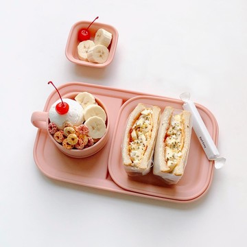 NIneware 日常日常系列套裝 4p  早午餐桌+湯杯+調料碗+方盤  復古粉紅色  1組